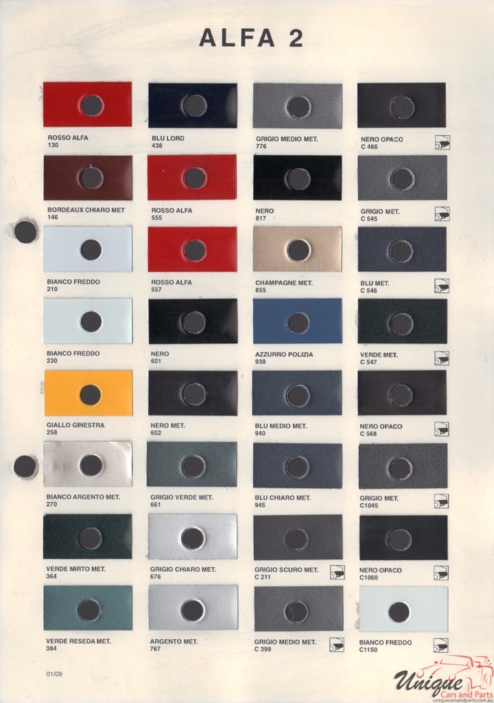 1995-2000 Alfa-Romeo Octoral 2 Paint Charts